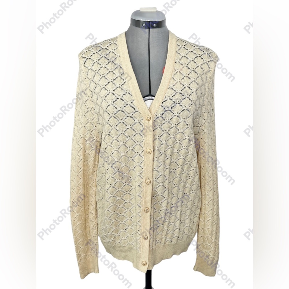 ST. JOHNS Collection Butter Ivory Santana Knit Button Up Cardigan